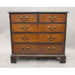 A 19th century Chinese Chippendale style mahogany chest of drawers. 95 cm wide.