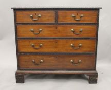 A 19th century Chinese Chippendale style mahogany chest of drawers. 95 cm wide.