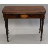 A 19th century mahogany card table. 91 cm wide.