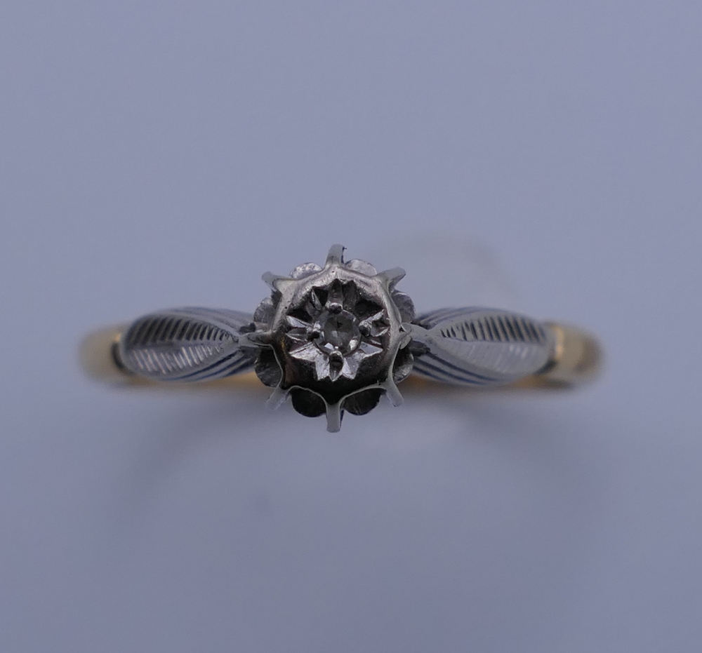 Three 18 ct gold and platinum diamond rings. 7.2 grammes total weight. - Image 6 of 10