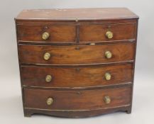A 19th century mahogany bow front chest of drawers. 104 cm wide.