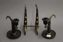 A 19th century desk set formed from chamois antlers. The pen stand 18 cm high.