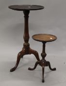 Two mahogany tripod tables. The largest 67 cm high.