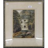 CAROLINE E NEWBURY, Forest Waterfall, watercolour, framed and glazed. 23.5 x 30.5 cm.