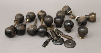 A collection of 1920's ebony door handles