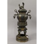 A 19th century Oriental bronze censer. 44.5 cm high.