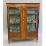 An Edwardian inlaid mahogany display cabinet. 113.5 cm wide x 145 cm high.