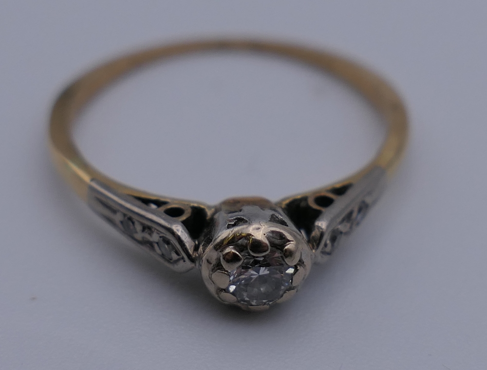 Three 18 ct gold and platinum diamond rings. 7.2 grammes total weight. - Image 8 of 10