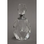 A cut glass scent bottle. 12 cm high.