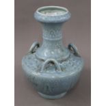 A Chinese blue porcelain vase. 32 cm high.