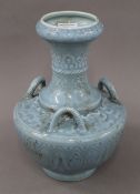 A Chinese blue porcelain vase. 32 cm high.