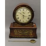 A 19th century brass inlaid rosewood fusee mantle clock, the dial inscribed 'Brockbank London'.