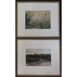 CLAYTON-ADAMS, Castle Beyond a River; together with Woodland River, watercolours, both signed,