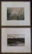 CLAYTON-ADAMS, Castle Beyond a River; together with Woodland River, watercolours, both signed,