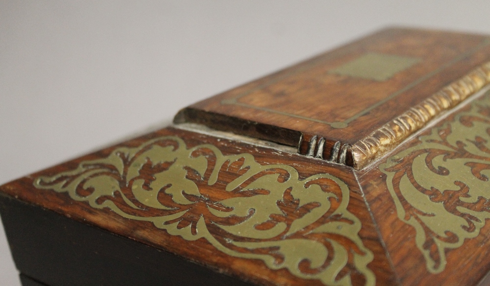 A Regency brass inlaid box. 23.5 cm wide. - Image 5 of 7