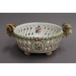 A Meissen porcelain reticulated centre bowl. 37 cm wide.