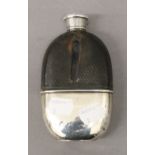 A silver mounted hip flask