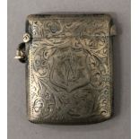 An engraved silver vesta. 4.75 cm high.