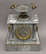 A Victorian marble mantle clock. 31 cm high.