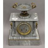 A Victorian marble mantle clock. 31 cm high.