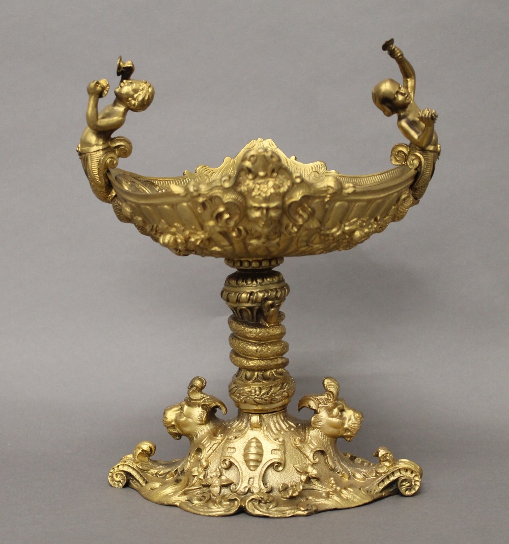 A gilt bronze tazza. 23 cm high. - Image 5 of 5