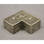 A Chinese white metal box. 10 cm wide.