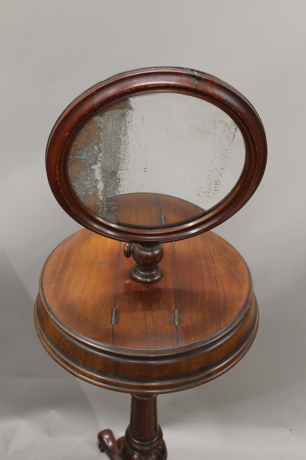 A Victorian mahogany shaving stand, with original mirror. 132 cm high. - Image 2 of 3