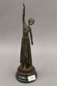 An Art Deco style bronze figurine. 34 cm high.