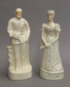 A pair of Staffordshire porcelain figures, King Edward and Queen Alexandra. The former 31 cm high.