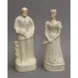 A pair of Staffordshire porcelain figures, King Edward and Queen Alexandra. The former 31 cm high.