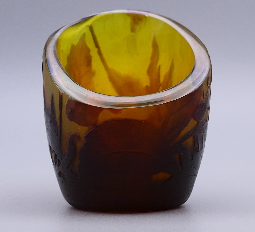 A small Galle style glass vase. 7 cm high. - Image 2 of 9