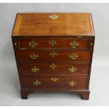 A Georgian mahogany bureau. 76 cm wide.