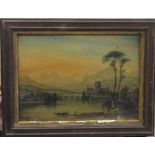 19TH CENTURY, oil on tin, Church Ruins, framed. 34.5 x 24.5 cm.