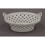 A Meissen blanc de chine porcelain basket. 19 cm wide.