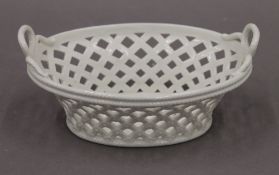 A Meissen blanc de chine porcelain basket. 19 cm wide.