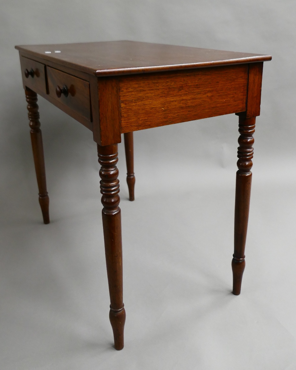 A Victorian mahogany two drawer side table. 86 cm wide, 47.5 cm deep, 76.5 cm high. - Image 5 of 5