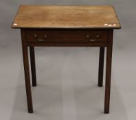 A 19th century mahogany single drawer side table. 71 cm wide.