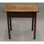 A 19th century mahogany single drawer side table. 71 cm wide.