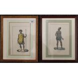 Two 19th century coloured ethnographical prints, each framed and glazed. Each 14 x 22 cm.