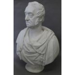 A large late 19th/early 20th century plaster bust of a Noble Gentleman. 82 cm high.