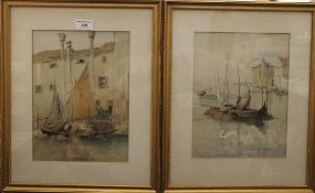 GEORGE M HAUSHALTER (1862-1943) American, Venice Scenes, two watercolours,