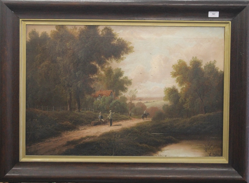 ETTY HORTON (1835-1905) British, Figures on a Rural Path, oil on canvas, framed. 75 x 49.5 cm.