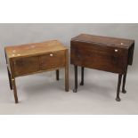 A Georgian mahogany pad foot drop leaf table and a mahogany side cupboard. The latter 70 cm wide.