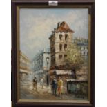 Paris Street Scene, oil on canvas, signed BURNETT, framed. 29.5 x 40 cm.