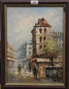 Paris Street Scene, oil on canvas, signed BURNETT, framed. 29.5 x 40 cm.