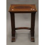 A nest of three Edwardian mahogany tables. 49 cm wide.