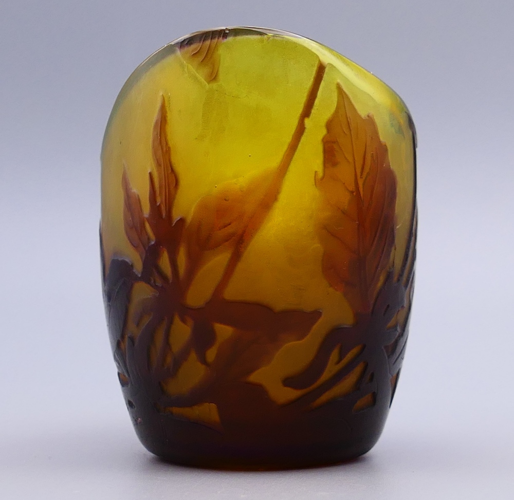 A small Galle style glass vase. 7 cm high. - Image 4 of 9