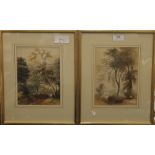 Two 19th century watercolours, each with a Figure Seated in a Woodland , one initialled C.