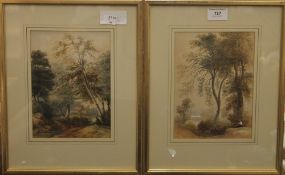 Two 19th century watercolours, each with a Figure Seated in a Woodland , one initialled C.