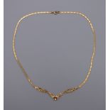 A 9 ct gold snake herringbone necklace. 40 cm long. 3 grammes.